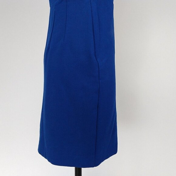 Halston Heritage Blue Mesh Inset One Shoulder Mini Dress Size M Bodycon New Year - Picture 12 of 14